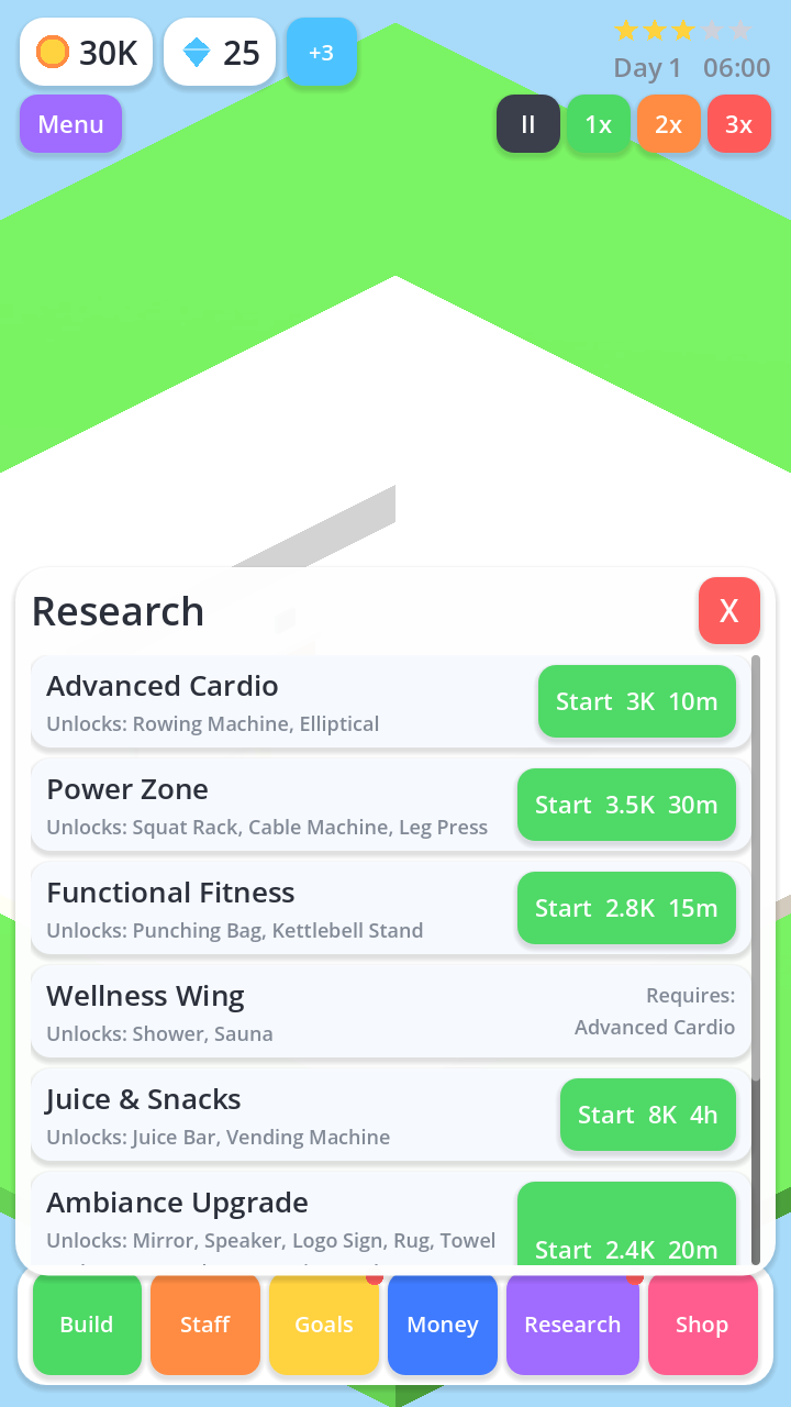 Gym Tycoon — managing staff and finances